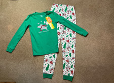 NWT Gymboree 10 Boys Kids L/S Holiday Christmas Dog Green White Red Pajamas PJs