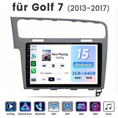 2+64G Carplay Android 15 Autoradio GPS Navi WIFI BT SWC DAB+ Für Golf VII 13-17