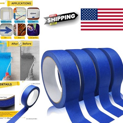 DIY Craft Blue Tape 4 Rolls 0.94 Inch 22 Yard Ideal for Indoor Outdoor Projects