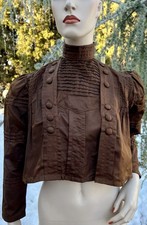 ANTIQUE EDWARDIAN BROWN SILK BLOUSE SHIRT WAIST