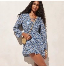 J.crew Floral Tie Front Mini Dress Sz L NWT 