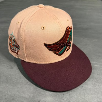 Hat Club Anaheim Angels New Era Cap 7 3/4 Peach Pink Maroon Rust UV Side Patch