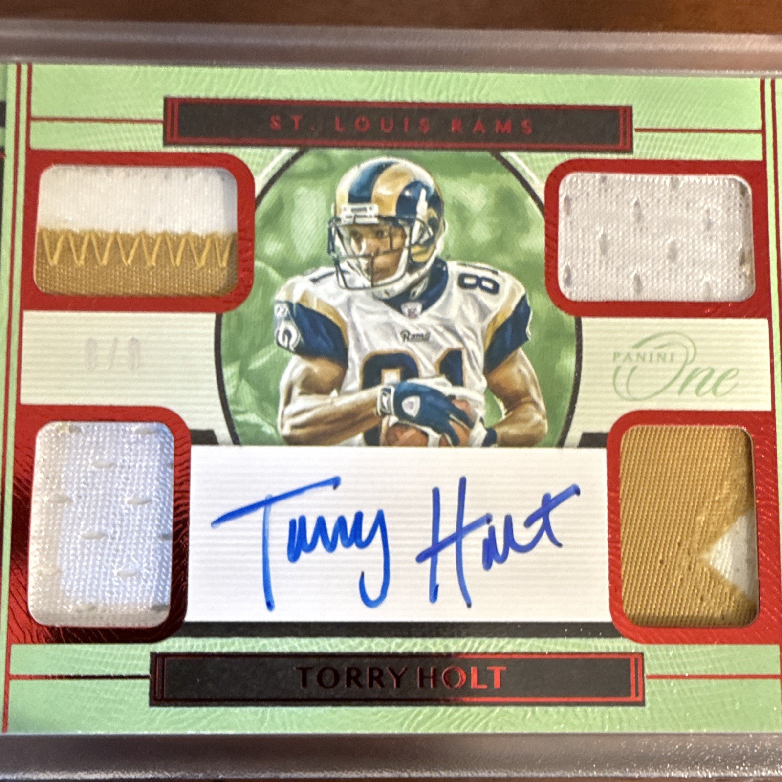 Panini 2020 One Football Torry Holt Auto Patch /8 #60 - Game Used Rams view 6