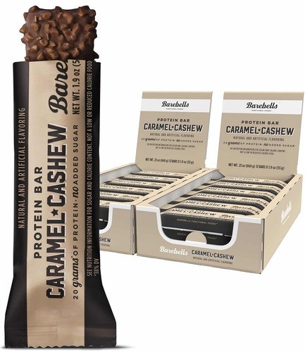 Protein Bars Caramel Cashew - 12 Count, Pack of 2 - Protein Snacks with 20g o...