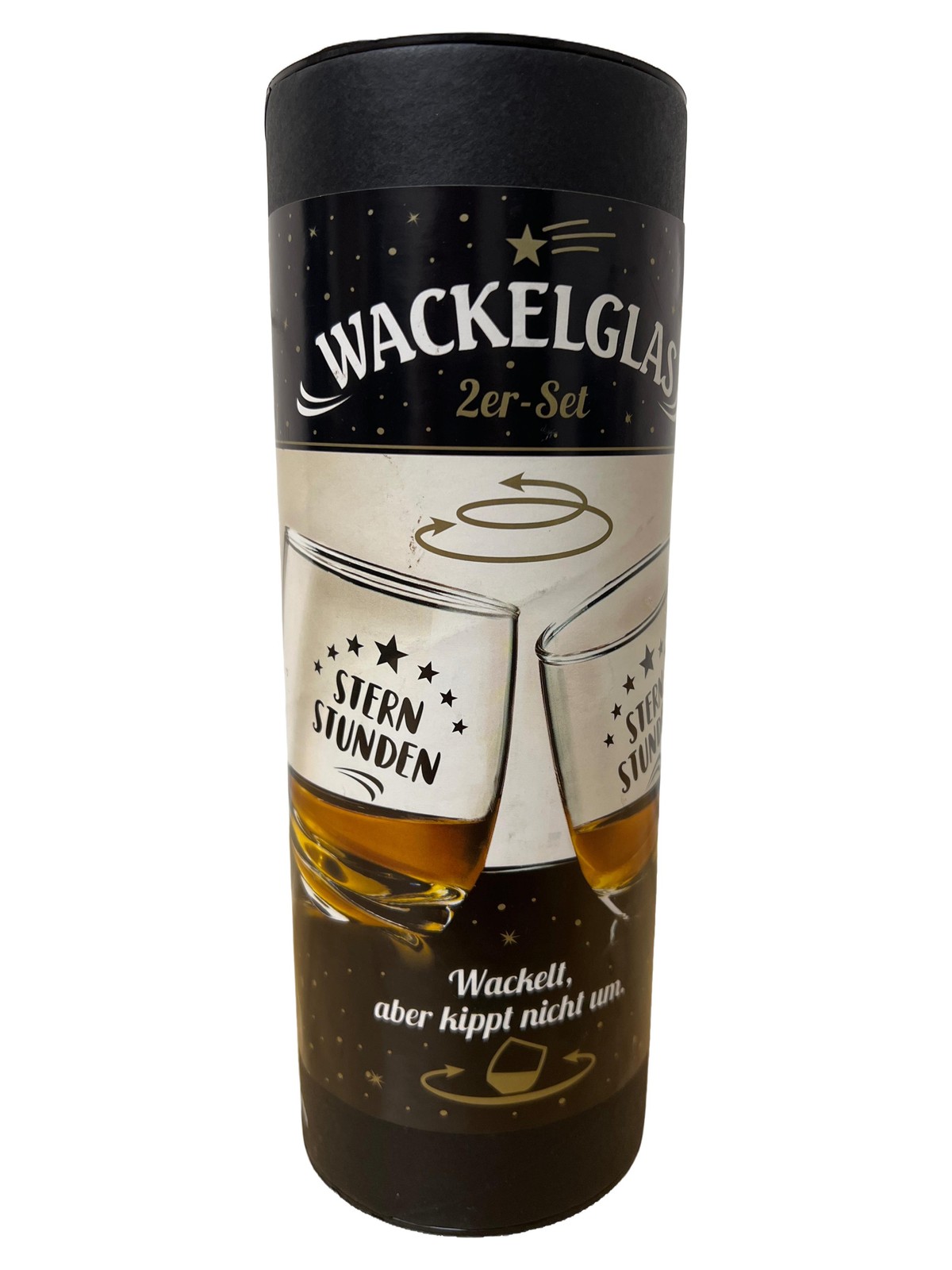 GILDE Wackelglas 2er Set Whiskyglas Designglas Sternstunden Geschenk