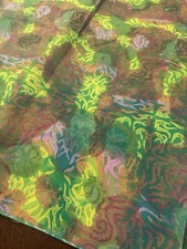 Lime Green Hand printed stamped Pink Yellow BATIK COTTON FABRIC 44" W BTY