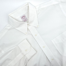 BROOKS BROTHERS Mens 16-1/2/32 White Traditional Fit Non-Iron Dress Shirt Pocket