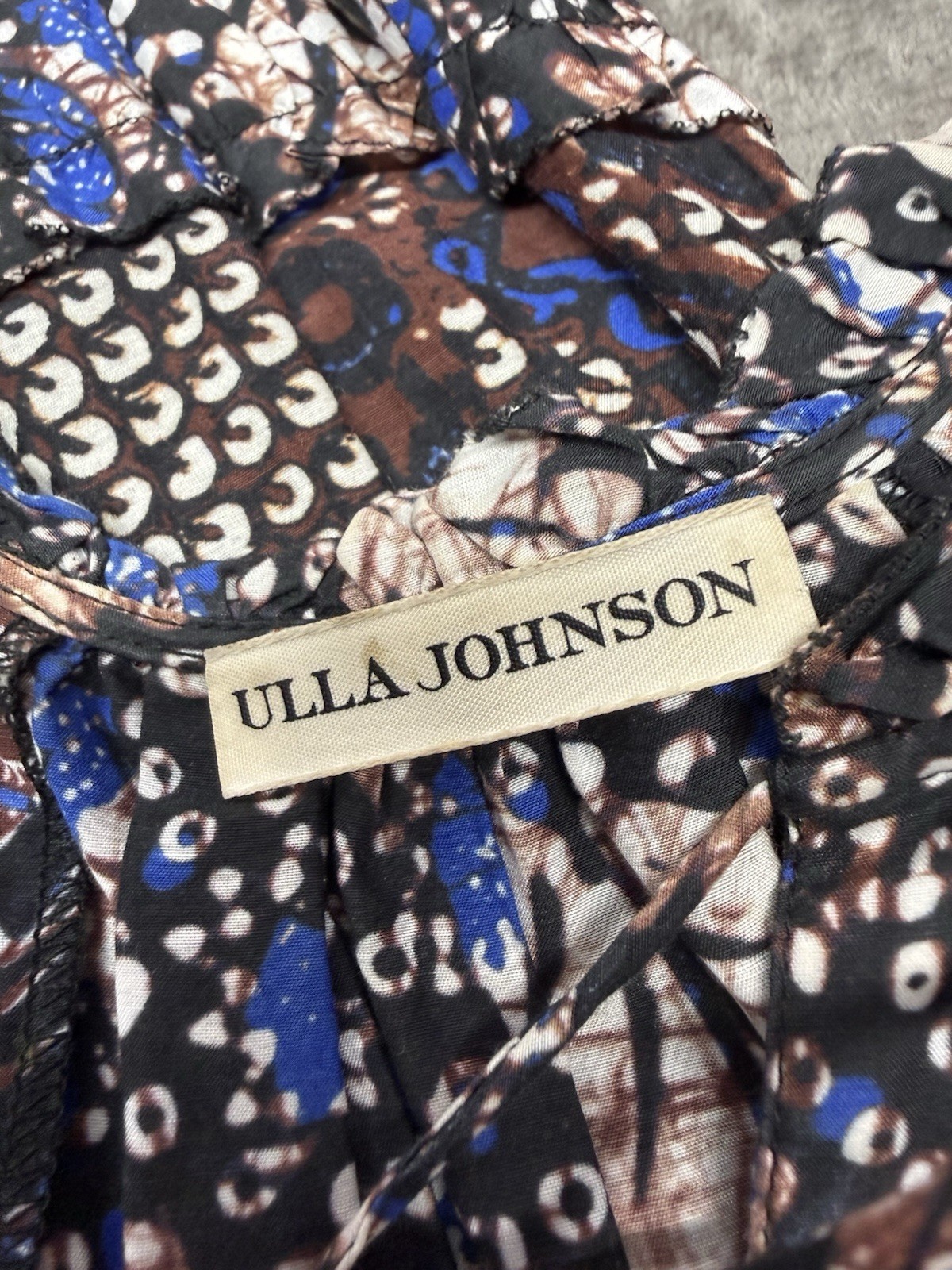 Ulla Johnson Batik Patchwork Midi Dress Cotton Si… - image 10