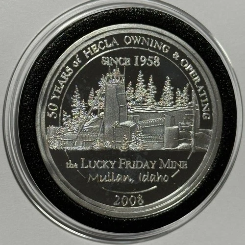 Lucky Friday Mine Idaho Hecla Proof Rare Coin 1 Troy Oz .999 Fine Silver Round