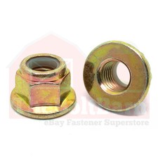 M16-2.0 Class 10 Nylon Insert Hex Flange Lock Nuts Zinc Yellow Thread (Pick Qty)