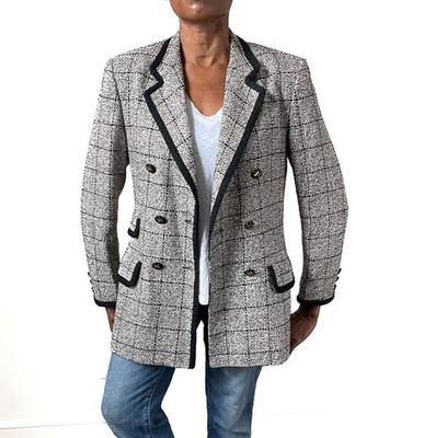 Mondi Blazer Jacket - VTG - Cream / Black Tweed - Label 40 Fit L / 14 UK 12 / 14