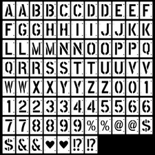 2 Inch Letter Stencils Set, 2 Pack 84 Pcs Symbol Number 2 inch, White