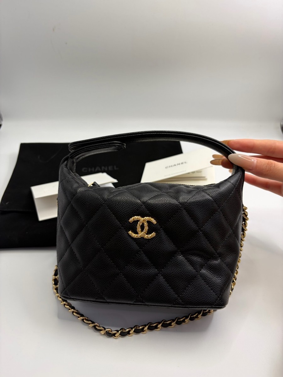 CHANEL 26P CC Logo Quilted Caviar Leather small hobo shoulder bag