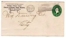 Chicago & Grand Trunk Railroad 1894 w/ Railway Map REVERSE on Postal Entire