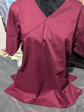 Women's Size Large Burgundy Scrub Top Wink By Workforce Classic Fit
