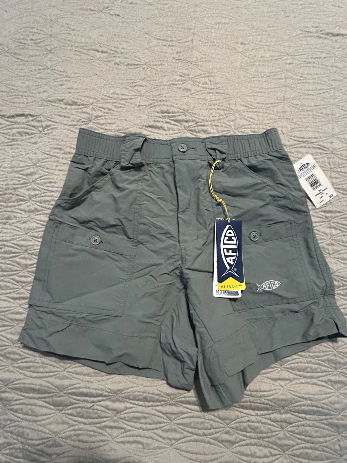 AFTCO M01 Original Fishing Cargo Shorts Gray Nylon Size 28 Men’s Classic Fit