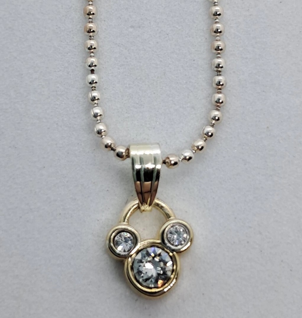 TINY DISNEY MICKEY MOUSE SILVER TONE PENDANT NECK… - image 1