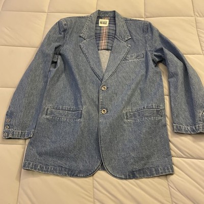 Vintage Men s Denim Jean Sport Coat Blazer Suit Jacket Size Medium 80s 90s