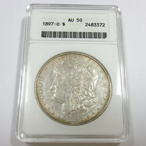 1897 O ANACS Soap Box AU50 - Morgan Dollar $1 US Coin #58256A
