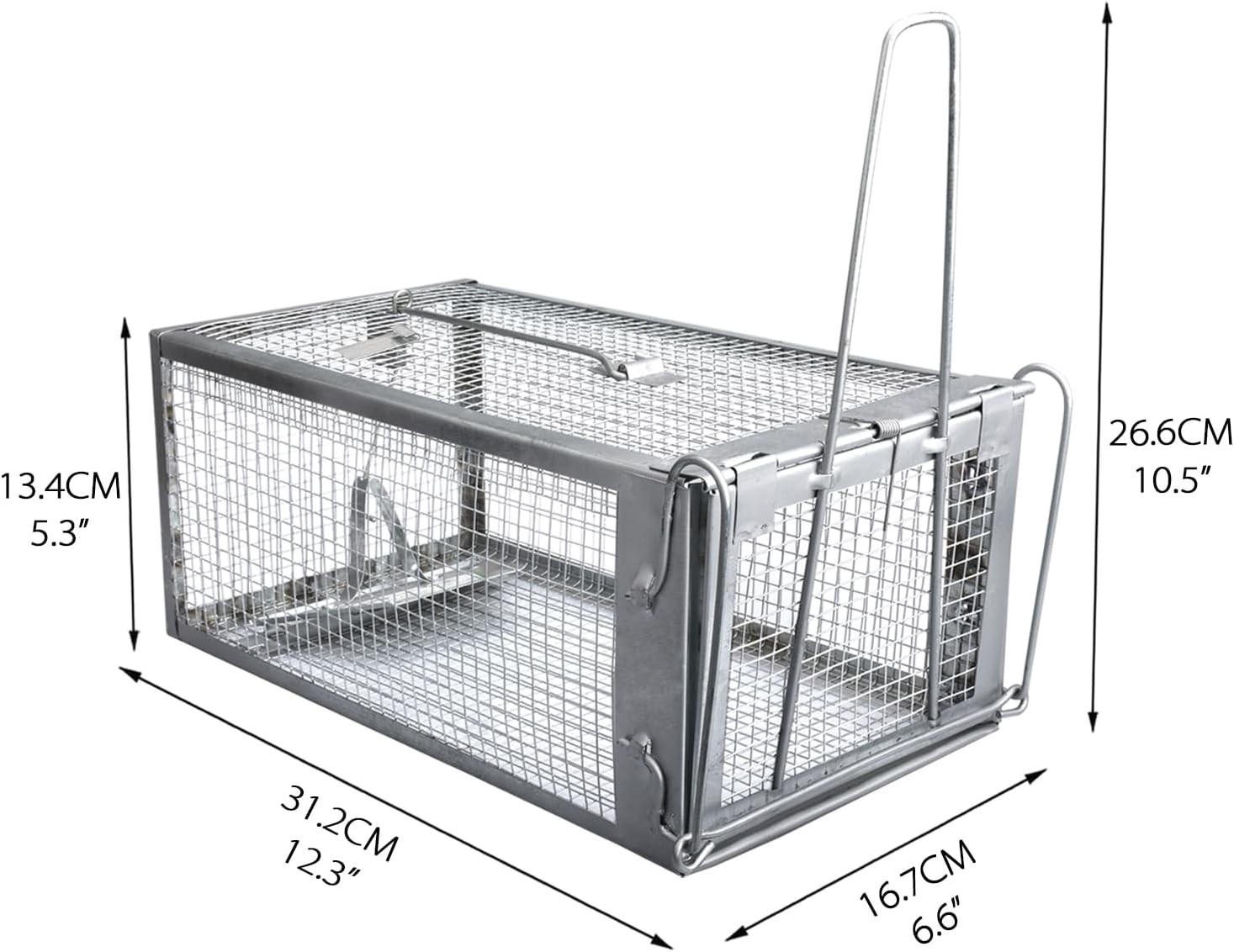 Gingbau Rat Trap Humane Live Mouse Chipmunk Cage – Medium, Silver 