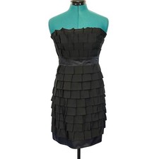 Phoebe Couture Black Strapless Ruffle Tiered Fit Flare Cocktail Dress Size 2
