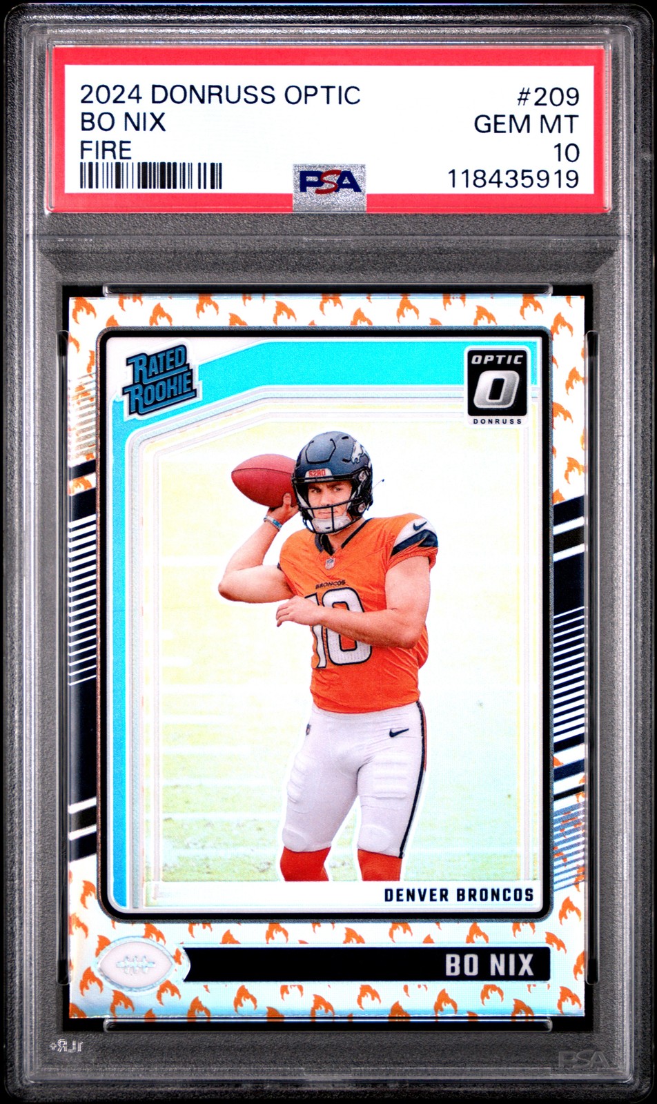 2024 PANINI DONRUSS OPTIC FIRE #209 BO NIX PSA 10
