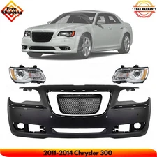 Front Bumper Cover Paintable & Grille Assembly Kit For 2011-2014 Chrysler 300