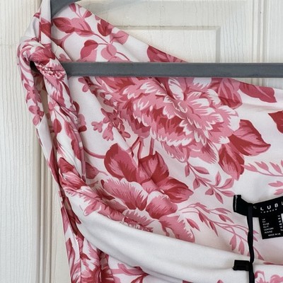 Club L London Salome Pink Floral Maternity Ruched One Shoulder Midi Dress |  eBay