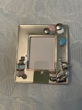 Wm A Rogers Silverplate Picture Frame w/bear, balloons, and blocks baby, nursery