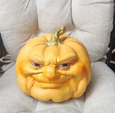 Halloween Pumpkin With Grouchy 3D face.