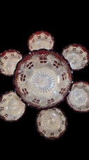  McKee Glass Co's Ruby Stained Majestic Serving Bowl 9" and  Matching  Bowl Set