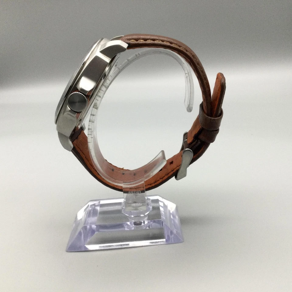 Reloj Hugo Boss Para Hombre 46mm Esfera Plateada Fecha Correa Cuero Marrón Batería Nueva Foto 3 de 4