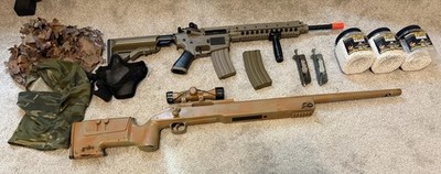 Airsoft Bundle with extra mags,ammo, and clothing accessories. (All guns work)