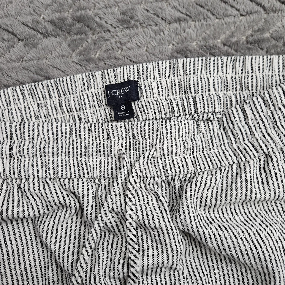 Женские брюки J.Crew в полоску из льна хлопка на шнурке на талии черные белые размер 8 - Изображение 3 из 4