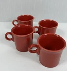 Set of 4 Fiesta Ware Red Coffee Cup Tom & Jerry Ring Handle Mug Made in USA