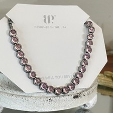 Bomb Party OG &ldquo;Yes, She&rsquo;s Yours&rdquo; Rose Quartz on Hematite Tennis Necklace NK36920