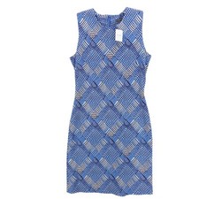 NWT J. McLaughlin Devon Dress Stretch Blue Tan Mini Micro Plaid Size SMALL