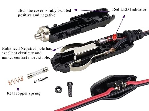 Cigarette Lighter XT60 Adapter Cable, 16AWG XT60 Female to  5 Meters XT60 Female