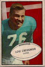 1953 Bowman LOU CREEKMUR Detroit Lions #34 *Crease* SET BREAK