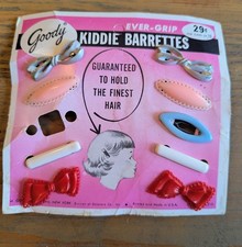 Vintage 1960s Goody Kiddie Barrettes - Mid Century Hair Accessories - 9pc