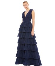 Mac Duggal 49287 Tiered Skirt Shimmer Dress SIZE 22