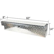‎60"x8"x14" Aluminum Side Tool Box for Truck Pickup Trailer Storage Bed Silver