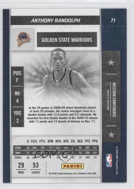 2009-10 Playoff Contenders Anthony Randolph #71 - Image 2 of 2