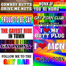 Gay Pride Funny Magnet Bumper Sticker, Rainbow Pride Prank Magnetic Sign for Veh