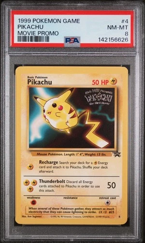 1999 POKEMON GAME MOVIE MOVIE PROMO #4 PIKACHU PSA 8