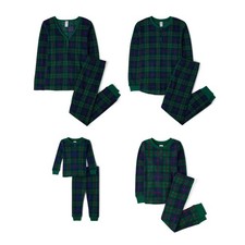 Baby Men's Family Matching, Plaid Thermal Pajamas Sets, Green Tartan-Adult Dad