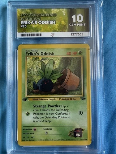 Pokémon 2000 1st Edition Erika’s Oddish #70 Ace 10 Gem Mint