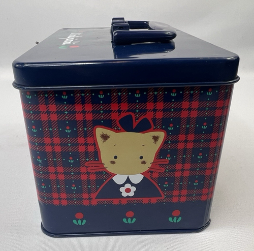 Scatola di latta vintage Sanrio Winkipinki metallo 1996 cane scozzese a quadri porta pranzo - Foto 2 di 11