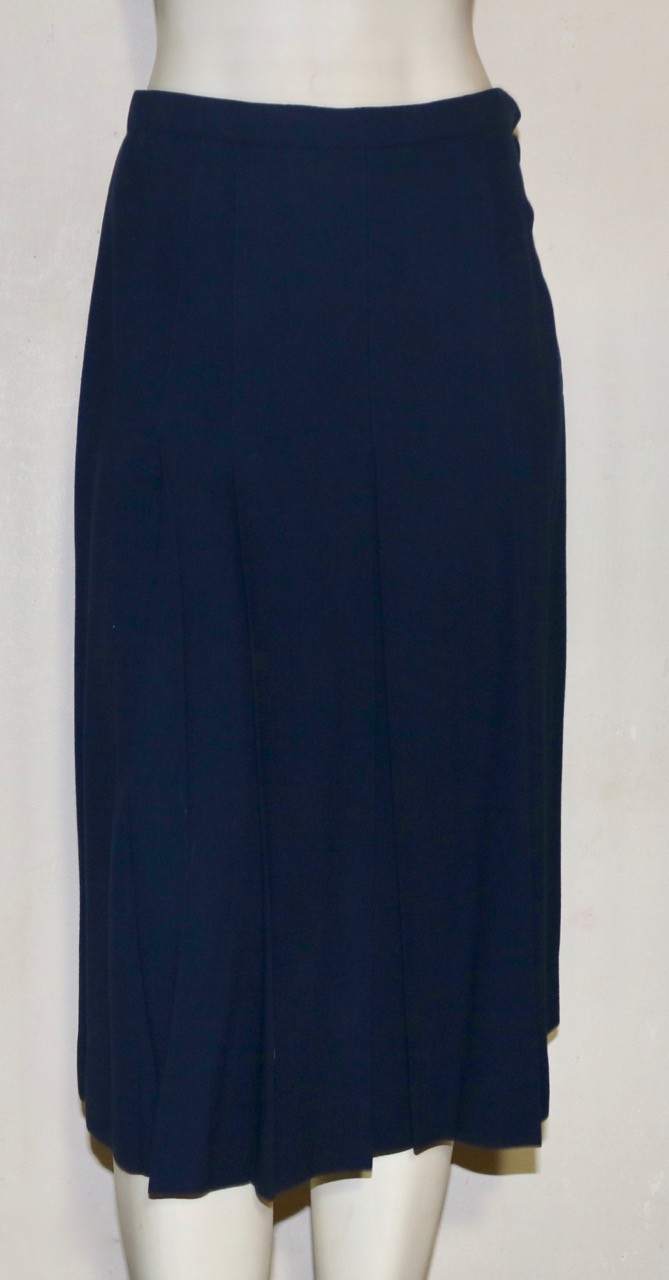 Gonna plissettata YVES SAINT LAURENT rive gauche blu crepe lana 12 YSL