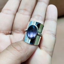 Purple Amethyst Cut Gemstone Ring 925 Sterling Silver Men's Jewelry/HP-594